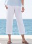 Plus Size Casual Solid Cotton Loosen Solid Pants