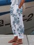 Casual Floral Plus Size Printed Pants