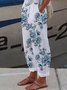 Casual Floral Plus Size Printed Pants
