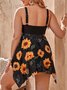 Sunflower Bow Knot Skirt Cover Belly Slim Split Tankini Plus Size
