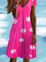 Women's Shift Dress Knee Length Dress Short Sleeve Polka Dot Jersey Print Summer Fall V Neck Casual dress 2022
