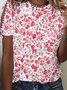 Crew Neck Casual Floral Short Sleeve T-Shirt