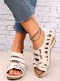 Cutout Velcro Casual Wedge Sandals
