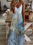 Casual Sea Sleeveless V Neck Printed Dress