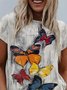 Casual Crew Neck Butterfly Loose Short Sleeve T-Shirt