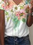 Women's Daily Holiday Top Loose T-shirt Floral V Neck Casual Loose T-Shirt