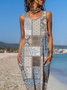 Women's A Line Dress Midi Dress Geometric Tribal Casual Loosen Tunic Sleeveless Dresses Casual Vacation 2022