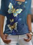 Butterfly Casual V Neck Loosen T-Shirt