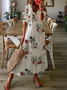 Women's A Line Dress Maxi Dress Casual V neck Floral Short Sleeve Loosen Dresses 2022