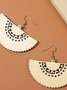 Vintage Wood Ethnic Pattern Scallop Earrings