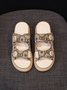 Luxurious Abstract Pattern Button Embellishment Platform Sandals