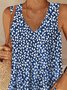 Floral Sleeveless V Neck Plus Size Casual Tanks
