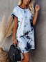 Casual Short Sleeve Round Neck Plus Size Printed Dress
