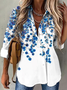Women's Casual Daily Floral Long sleeve Shirt Collar Casual Tunic Blouse 2022