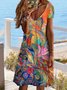 Women's Shift Dress Knee Length Dress Short Sleeve Printed floral Jersey Summer Fall V Neck Casual Dress