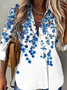 Women's Casual Daily Floral Long sleeve Shirt Collar Casual Tunic Blouse 2022