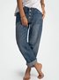 Cotton Loosen Blue Casual Buttoned Jeans