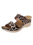 Leopard Print Strap Wedge Sandals Slippers