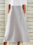 Women's Daily Casual Plain V Neck Color Block Cotton Linen Short sleeve Midi Dress 2022