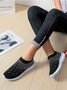Rhinestone Design Portable Overfoot Lightweight Flyknit Sneakers