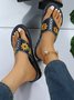 Daisy Embroidered Boho Casual Flip-Flops