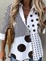 Women's Weekend Casual Polka Dots Color Block Long Sleeve Shirt Collar Plus Size Printed Blouses 2022