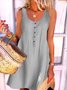 Women's Denim Dress Knee Length Dress Light Blue Sleeveless Solid Color Summer Round Neck Chic & Modern Hot with button Casual dress 2022