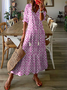 Women's Shift Dress Maxi Dress half Sleeve Floral Print Summer Fall V Neck Casual Geometric Printed Dress