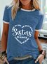 Women's Casual Weekend Painting Miles Apart Sisters Tee Heart Text Short Sleeve Print Round Neck Basic Tops T-shirts 2022