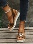 Women's Weekend Metal Woven Wedge Platform Roman Sandals 2022