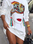 Abstract Crew Neck Casual Dresses