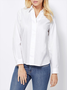 Women's Daily Long Sleeve Shirt Collar Plain Casual Top 2022