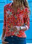 Women's Leaf Holiday Weekend Floral Printed Blouse Shirt Long Sleeve Button Print Shirt Collar Casual Streetwear Top 2022