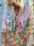 Women's A Line Length Dress Floral printed 3/4 Length Sleeve Floral Layered Print Fall Summer V Neck Casual Loose 2022