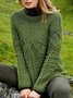 Women's Tunic Sweater Knit Jumper Jumper Cable Knit Solid Color Crew Neck Casual Daily Fall Winter