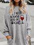 Text Letters Casual Pockets Long Sleeve Loose Dresses