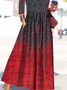Women's Loose Maxi Jersey Casual Ethnic Dress 3/4 Length Sleeve Multi Color Geometic Hollow Cut Out Spring winter V Neck Ethnic Casual Dresses 2022