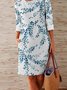 Women's Plus Size Sheath Dress Leaf Round Neck Long Sleeve Fall Spring Casual Daily Mini Dress Date Vacation Dress 2022