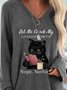 Women's T-shirt Tee Cat Text Casual Weekend Cat Pattern T-shirt Tee Long Sleeve Print V-Neck Fall Spring 2022