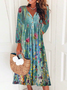 Plus size Long Sleeve Floral Casual Dresses