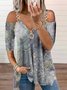 Loose Cold Shoulder Ethnic Casual Tops