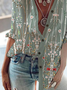 Stand Collar Floral Printed Long Sleeve Blouse