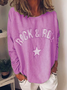Round Neck Long Sleeve Letter Tunic Top