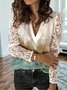 Women's Plus Size Tops Blouse Shirt Sequins Abstract Lace Long Sleeve V Neck Streetwear Daily Going out Polyester Casual Tops Fall 2022