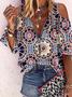 Women's Plus Size Tops Tunic T shirt Casual Abstract Half sleeve Print V Neck Streetwear Ethnic Daily Beach Printed Tops Fall 2022