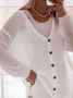 Women's Plus Size Sweater Coat Button Plain Causal Vacation long Length Sleeve Yarn/Wool Yarn V Neck Regular Fall 2022