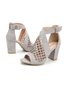 Cutout Chunky Heel Fish Mouth Sandals
