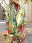 Women's Dresses Floral Casual Daily Holiday Blouse Shirt 3/4 Length Sleeve Patchwork Print V Neck Casual Dresses 2022