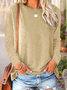 Crew Neck Long Sleeve Plain Lightweight Micro-Elasticity Regular Fit Blouse For Women