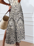 Casual Ethnic Printed V_neck Loose Long Dresses